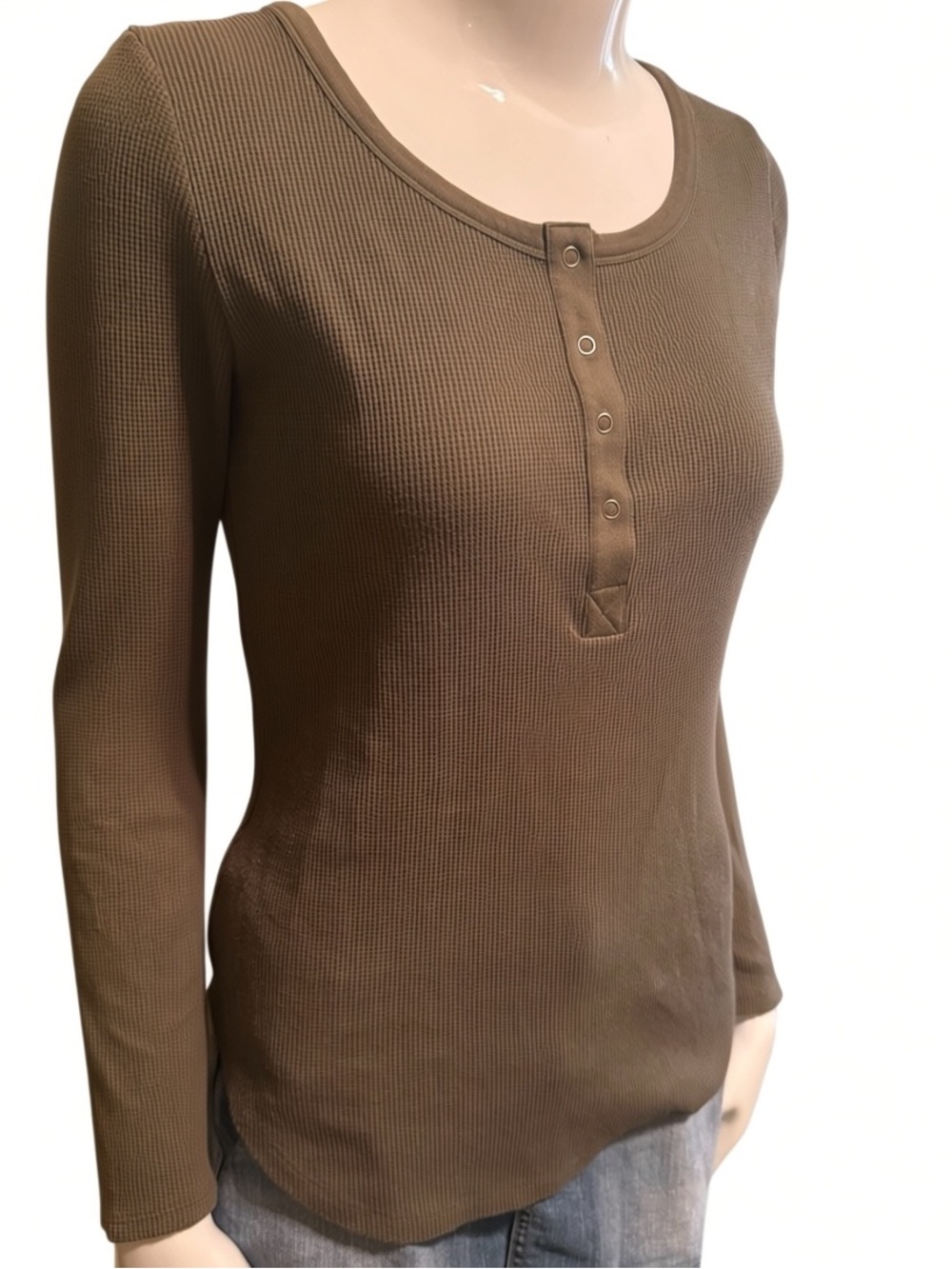 William Rast Olive Green Henley Top Long Sleeve Women’s Medium